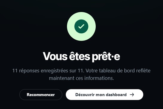 Vous avez répondu aux questions, vos données sont mises à jour.